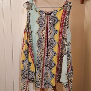 Roz & Ali Smock Sleeveless Paisley Blouse Women's 2X